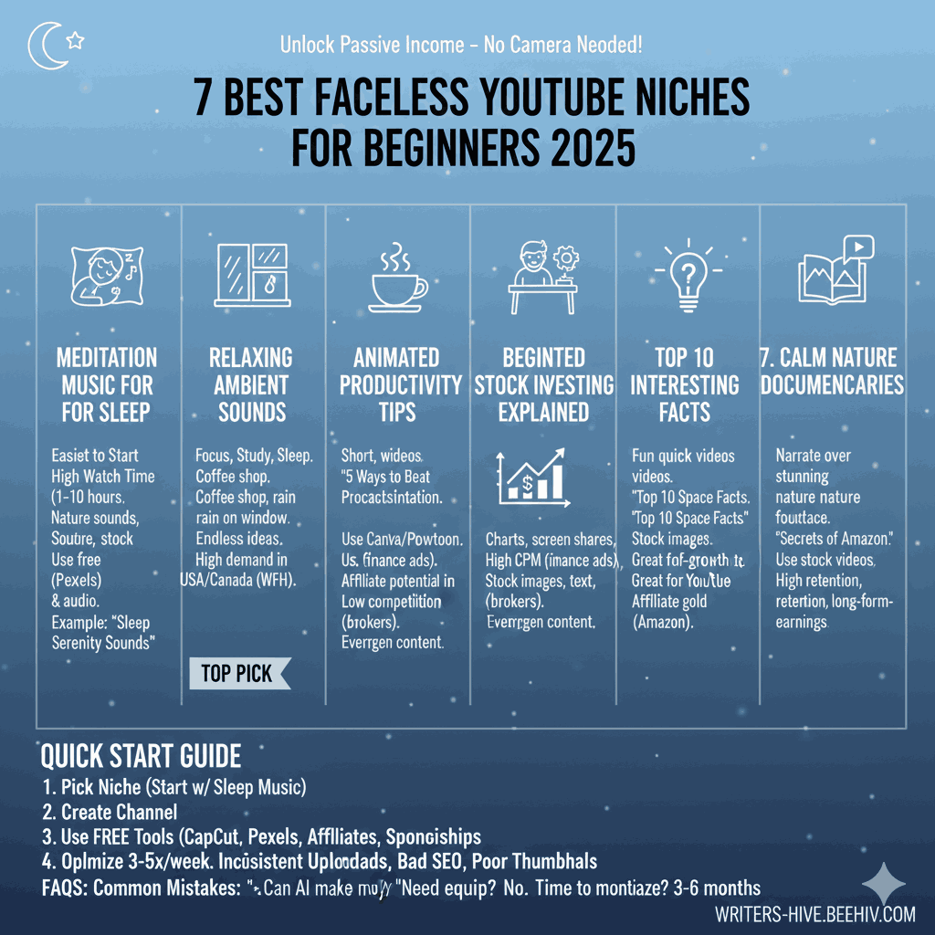 best faceless youtube channel niches for beginners