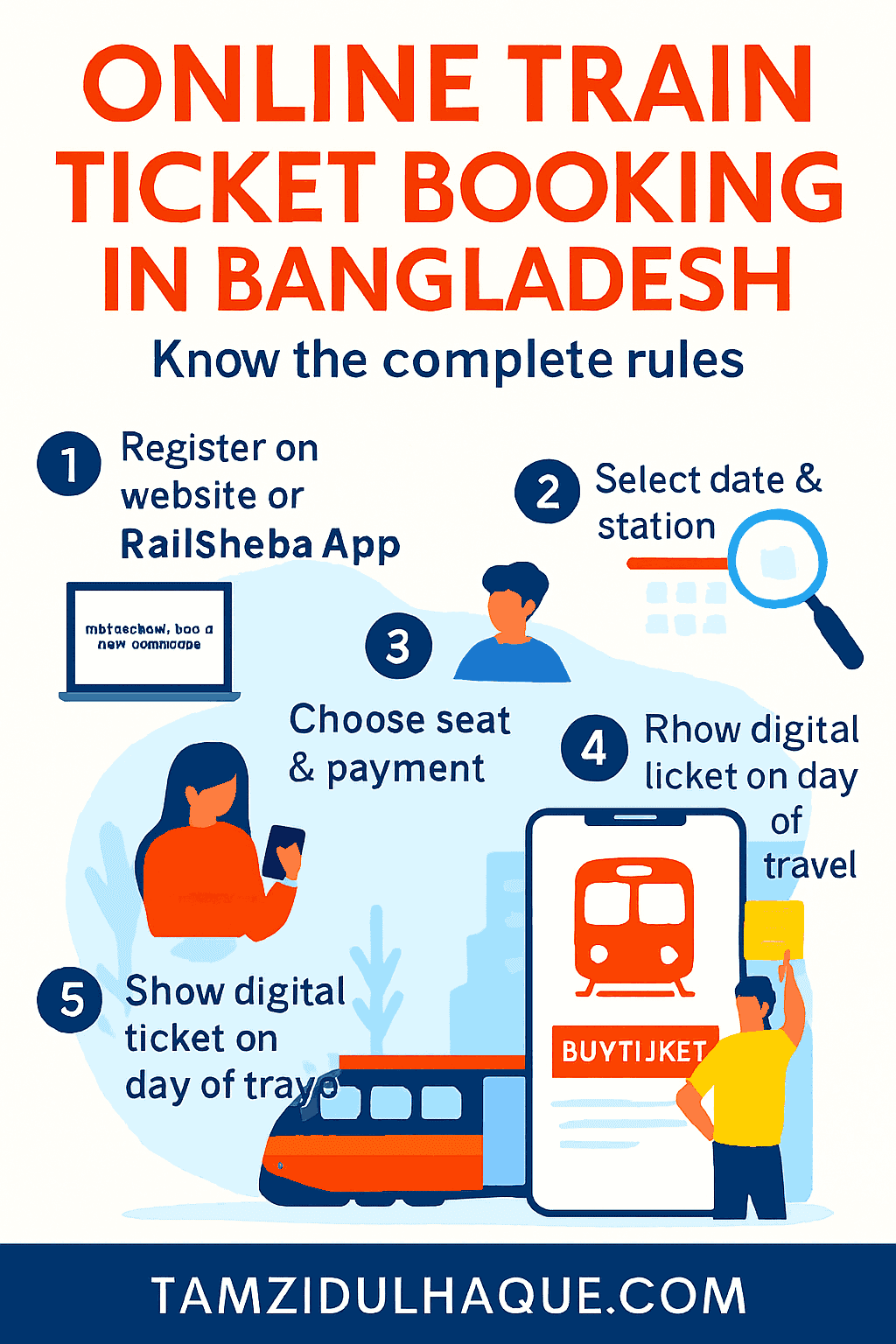 বাংলাদেশ ট্রেন টিকিট অনলাইন | বাংলাদেশে অনলাইনে ট্রেন টিকিট বুকিং গাইড (২০২৫ আপডেট) | TamzidulHaque.com বাংলাদেশ ট্রেন টিকিট অনলাইন