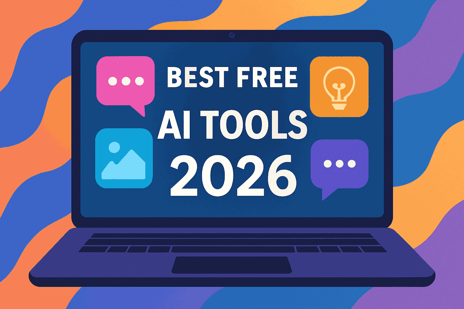 Best free AI tools 2026 dashboard on laptop for productivity and creativity