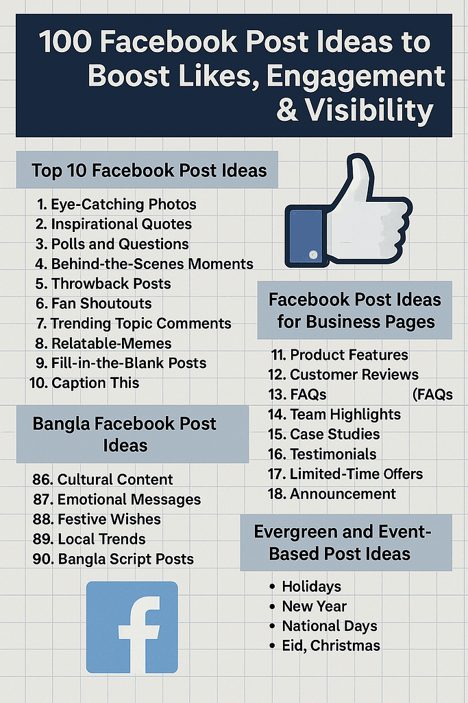facebook post ideas 1 | 100 Facebook Post Ideas to Boost Likes, Engagement & Visibility:Best Facebook Posts | TamzidulHaque.com