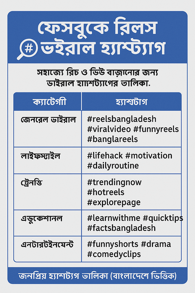 ফেসবুক রিলস ভাইরাল হ্যাশট্যাগ | ফেসবুক রিলস থেকে সহজেই বেশি আয় যেভাবে করবেন | TamzidulHaque.com