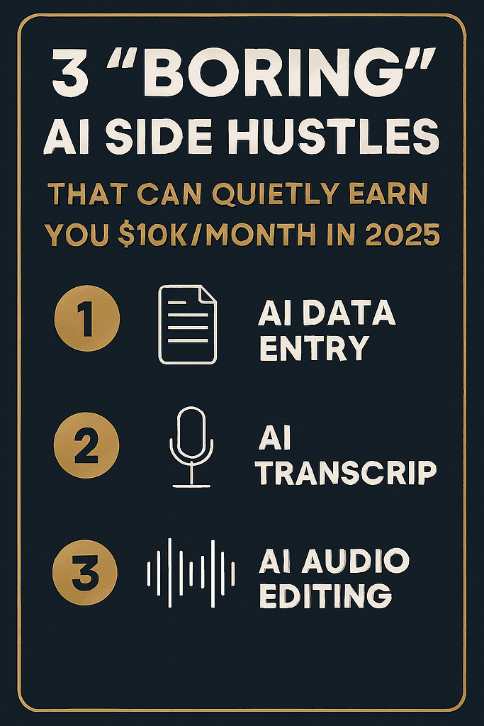 Passive income with Ai 1 |  3 “Boring” AI Side Hustles Ideas That Can Quietly Earn You $10K/Month in 2025 | TamzidulHaque.com