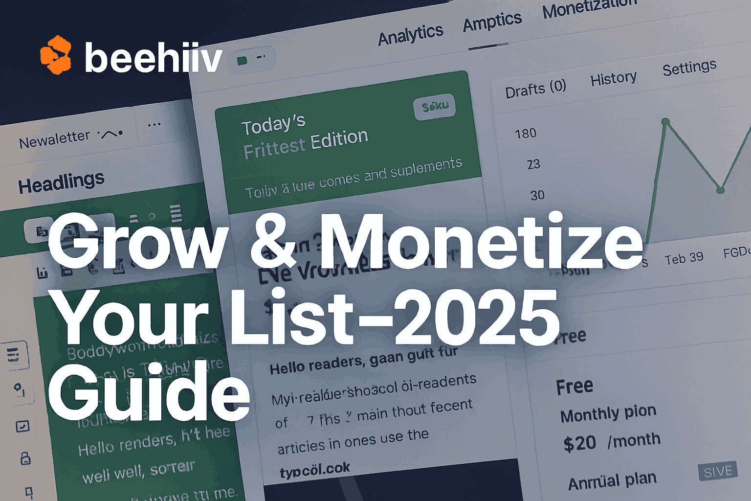 Beehiiv newsletter platform dashboard 2025 with growth charts and AI tools for creators in USA Canada
